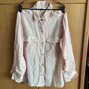 Zara Long Sleeve Light Pink T-shirt Dress Button Down Women’s Large
